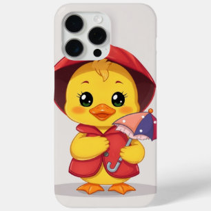 Happy Duck in Raincoat, Kawaii Animal Illustration iPhone 15 Pro Max Case