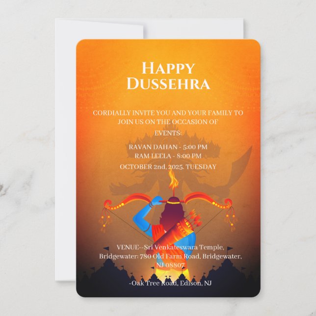 Happy Dussehra Celebration Invitation (Front)