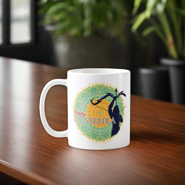 Happy Dussehra Lord Ram with Bow & Arrow Chakra BG Coffee Mug (Creator Uploaded)