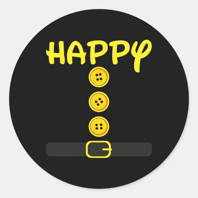 Happy Dwarf Halloween Costume Colour Family Matchi Classic Round Sticker (Front)