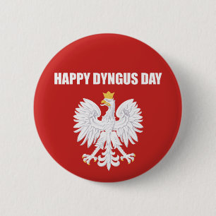 Happy Dyngus Day Polish White Eagle Button