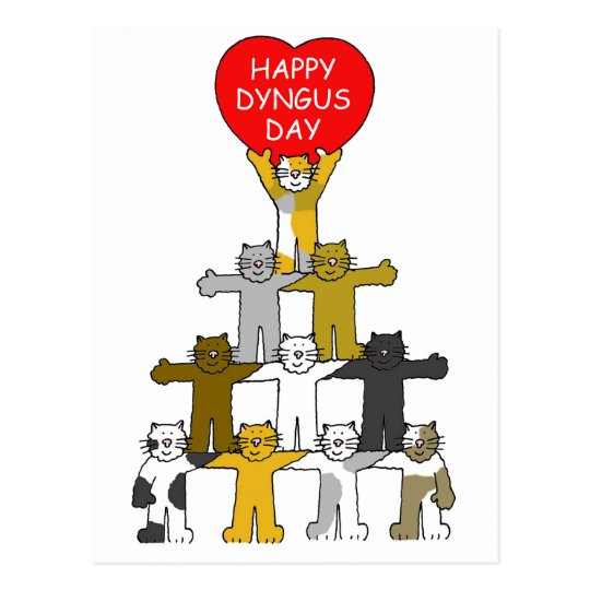 Happy Dyngus Day with romantic cats. Postcard
