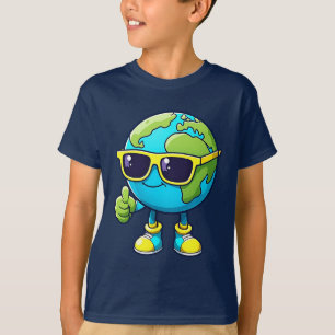 Happy Earth Buddy Tee Eco Globe Cartoon