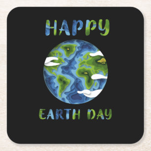 Happy Earth Day 2022 Square Paper Coaster