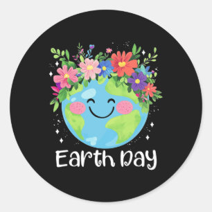 Happy Earth Day 2025 Cute Earth Day Kids Toddler B Classic Round Sticker
