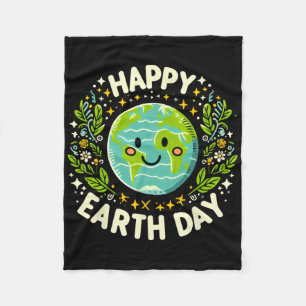 Happy Earth Day 2025 Cute Earth Day Kids Toddler B Fleece Blanket