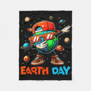 Happy Earth Day 2025 Funny Earth Day Kids Boys Dab Fleece Blanket