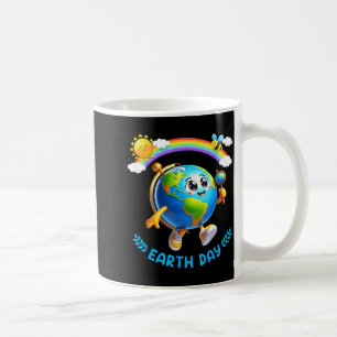 Happy earth day 2026 cute earth with rainbow men coffee mug