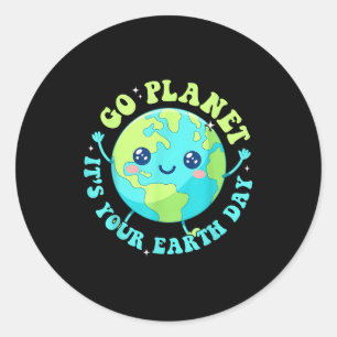 Happy earth day 2026 cute planet environment men classic round sticker