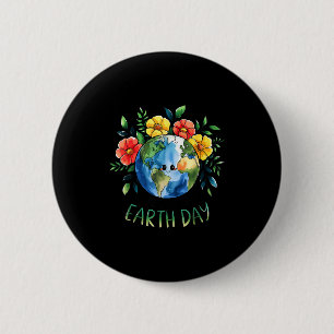 Happy earth day 2026 retro groovy earth day 6 cm round badge