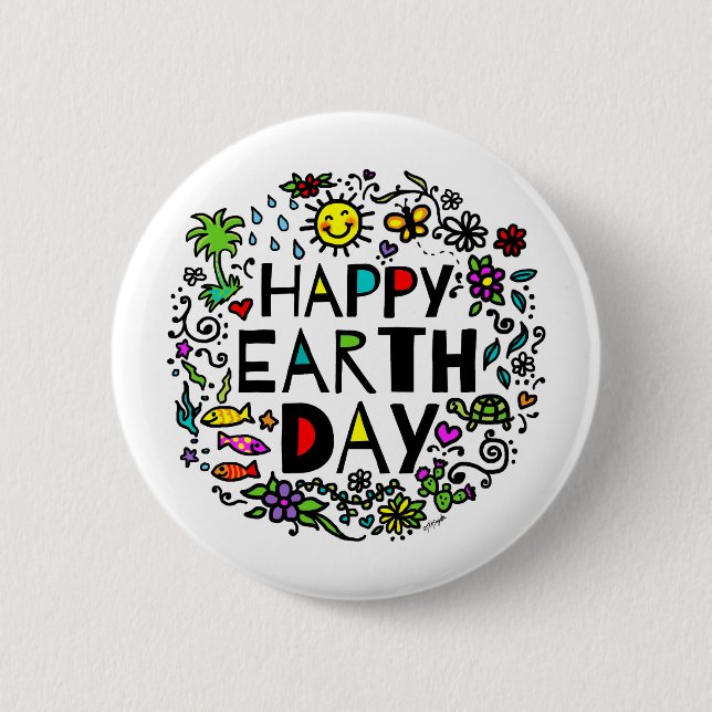 Happy Earth Day 6 Cm Round Badge (Front)