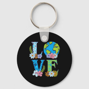 Happy Earth Day Birthday Save Nature Love Girl Env Key Ring
