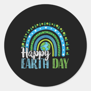 Happy Earth Day - Boho Rainbow Classic Round Sticker
