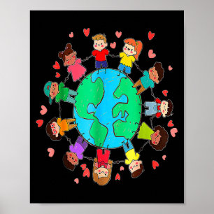 Happy Earth Day Children Around The World Poster
