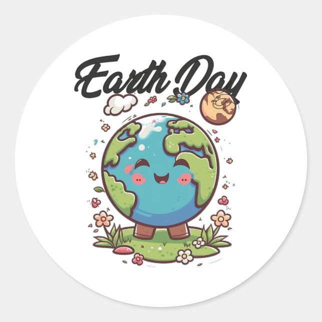 Happy Earth Day  Classic Round Sticker (Front)