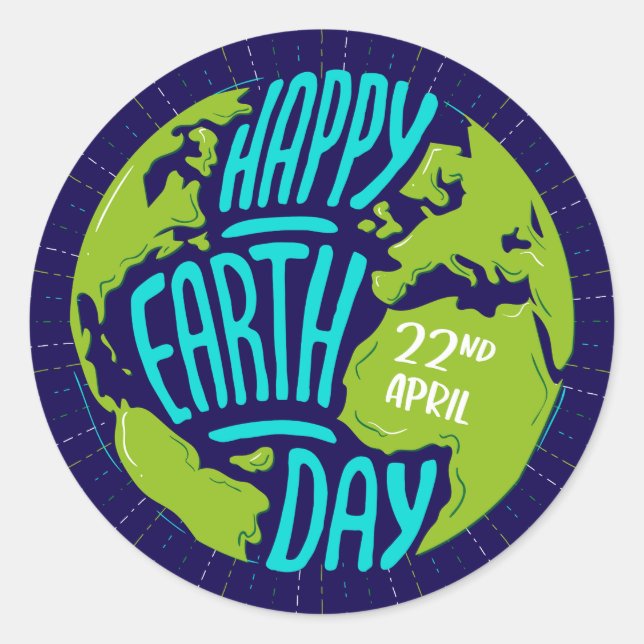 Happy Earth Day Classic Round Sticker (Front)