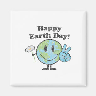 Happy Earth Day Cute Peace Sign Flower Distressed Magnet