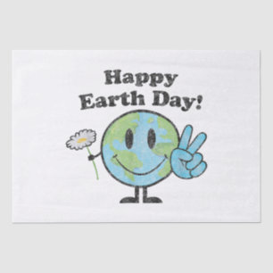 Happy Earth Day Cute Peace Sign Flower Distressed Tissue Paper