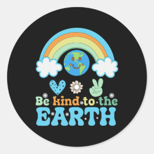 Happy Earth Day Cute Rainbow Earth Lover Classic Round Sticker