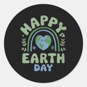 Happy Earth Day - Earth Day 2025 Cute Rainbow  Classic Round Sticker