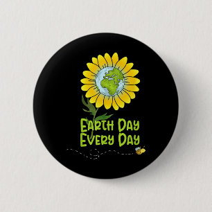 Happy Earth Day Every Day Sunflower Kids Teachers 6 Cm Round Badge