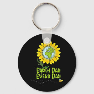 Happy Earth Day Every Day Sunflower Kids Teachers  Key Ring