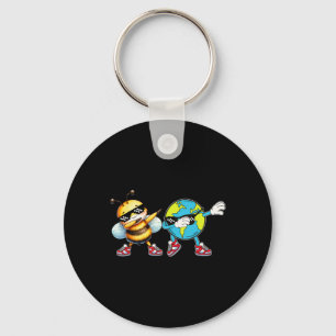 Happy Earth Day Funny Earth And Bee Day Kids Toddl Key Ring