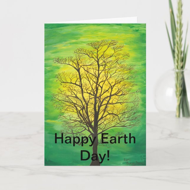 Happy Earth Day Greeting Card - Green Tree (Front)