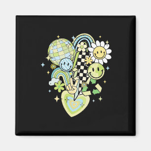 Happy Earth Day Groovy Smile Face Rainbow Women Me Magnet
