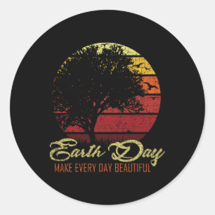 Happy Earth Day Grunge Kids Boys Girls Men Women  Classic Round Sticker
