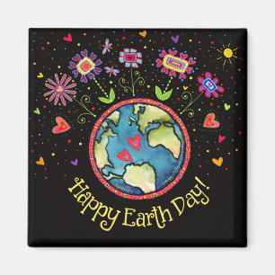 Happy Earth Day Inspirivity World Cute Flowers Magnet