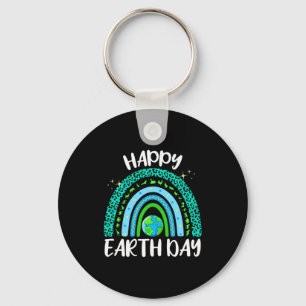 Happy Earth Day Planet With Rainbow T Shirt Key Ring