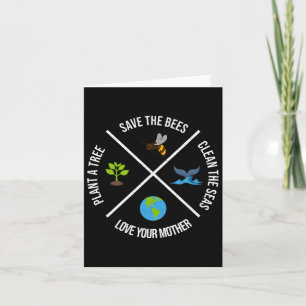Happy Earth Day Plant Trees Clean Seas Save Bees F Card