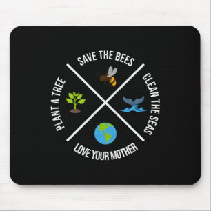 Happy Earth Day Plant Trees Clean Seas Save Bees F Mouse Pad