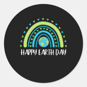 Happy Earth Day Rainbow Cute Earth Day Womens Girl Classic Round Sticker