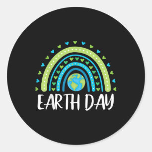 Happy Earth Day Rainbow Cute Earth Day Womens Girl Classic Round Sticker