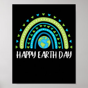 Happy Earth Day Rainbow Cute Earth Day Womens Girl Poster