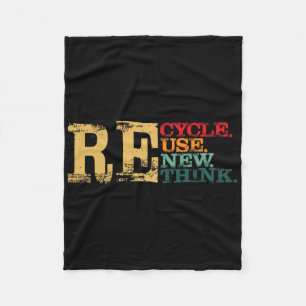 Happy Earth Day Recycle Reuse Renew Rethink Earth Fleece Blanket