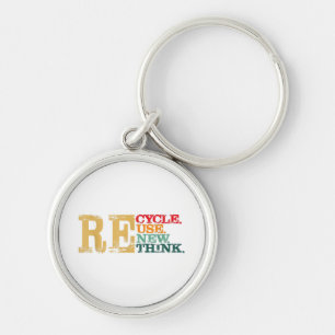 Happy Earth Day Recycle Reuse Renew Rethink Earth Key Ring