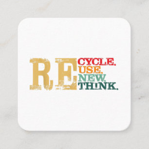 Happy Earth Day Recycle Reuse Renew Rethink Earth  Square Business Card