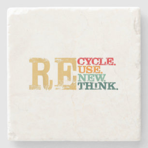 Happy Earth Day Recycle Reuse Renew Rethink Earth Stone Coaster