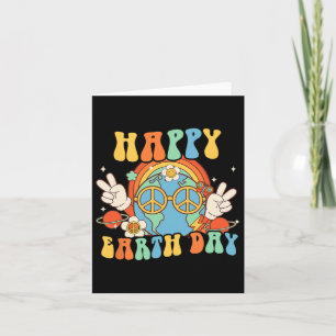 Happy Earth Day Retro Smile Groovy Peace Card