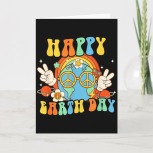 Happy Earth Day Retro Smile Groovy Peace Card