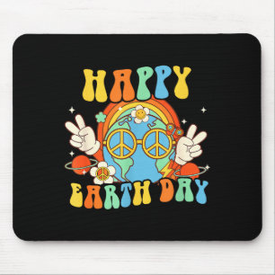 Happy Earth Day Retro Smile Groovy Peace  Mouse Pad