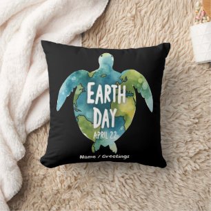 Happy Earth Day Save The Earth and Save The Turtle Cushion
