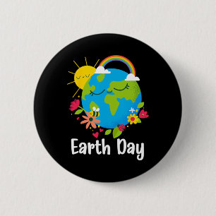 Happy Earth Day Shirt Cute Earth With Floral Earth 6 Cm Round Badge