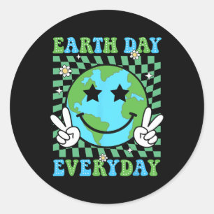 Happy Earth Day Shirt Cute Earth With Floral Earth Classic Round Sticker