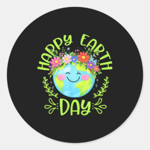 Happy Earth Day Shirt Cute Earth With Floral Earth Classic Round Sticker