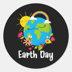 Happy Earth Day Shirt Cute Earth With Floral Earth Classic Round Sticker