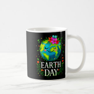 Happy Earth Day Shirt Cute Earth With Floral Earth Coffee Mug